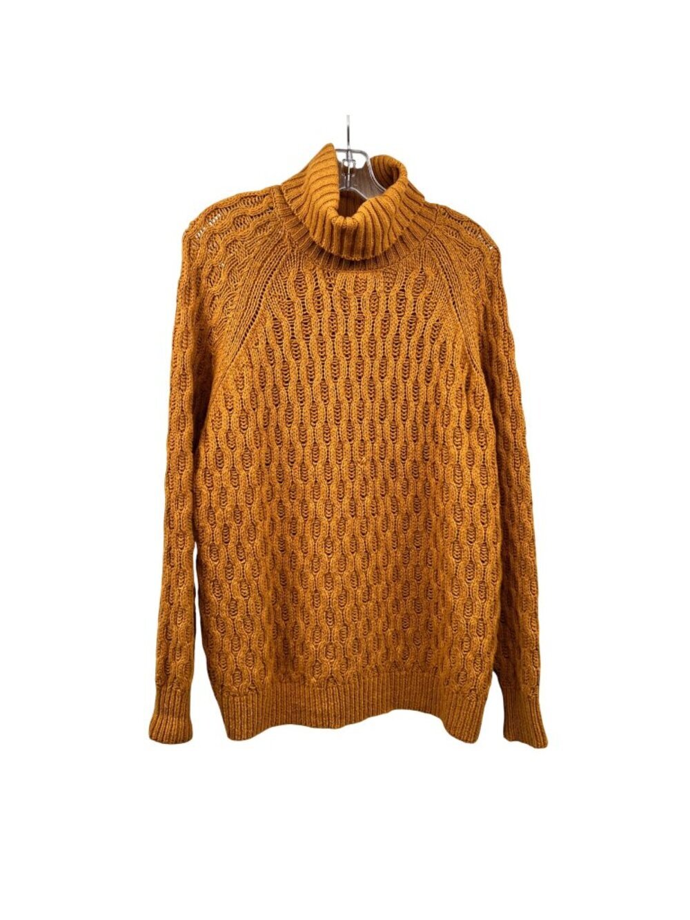 Falls Creek Womens Cable Knit Sweater Turtleneck Mustard Size XL